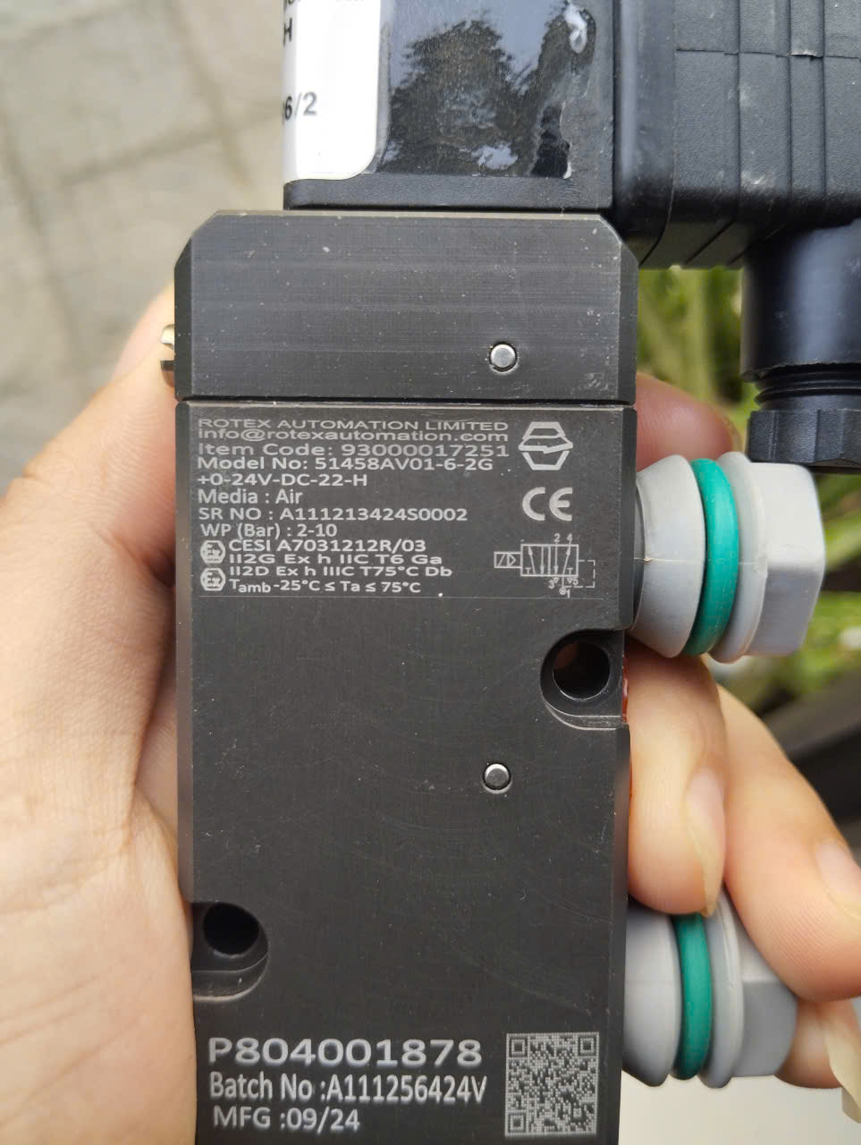 5/2 Internal Pilot Operated Namur Single Solenoid Namur Valve: 51458AV01-6-2G+24V-DC-22