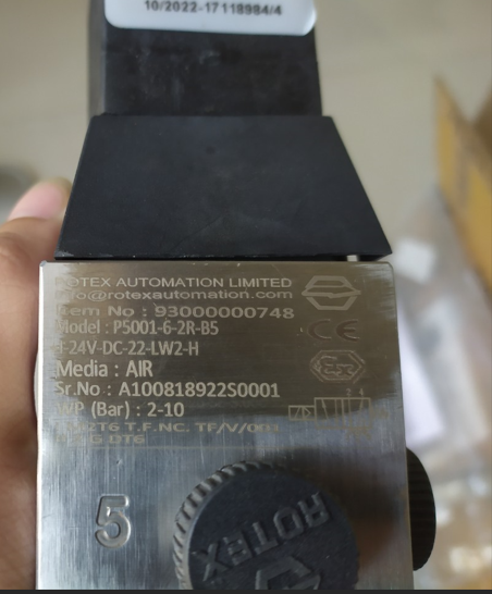 5/2 Internal Pilot operated Low power, Single Solenoid Valve P5001-6-2R-B5+I-24V-DC-22-LW2-H